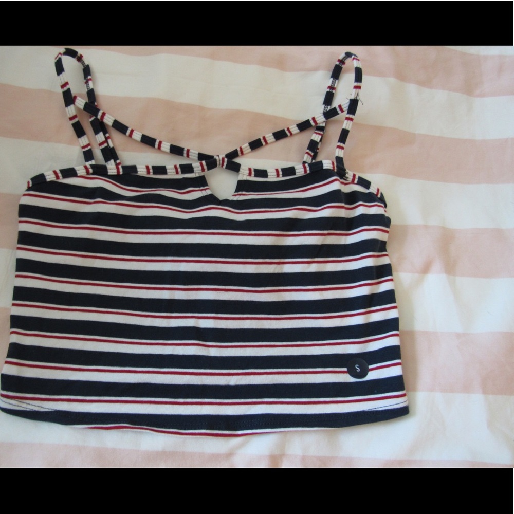 Hollister red white and blue crop top